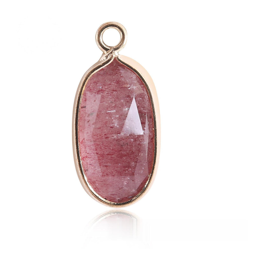 Oval Crystal Irregular Cut Pendants for Necklace GEMROCKY-Jewelry-Strawberry Quartz-