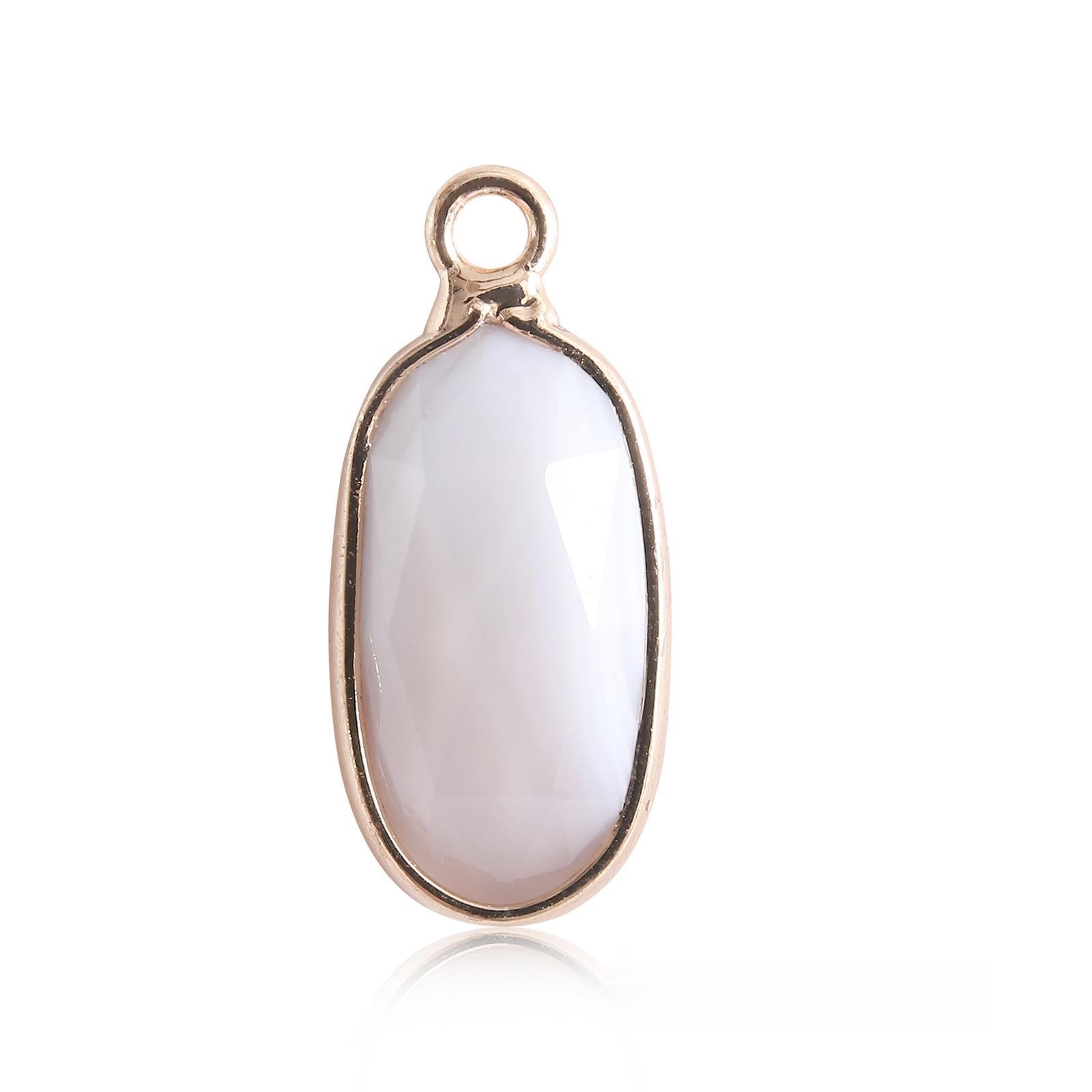 Oval Crystal Irregular Cut Pendants for Necklace GEMROCKY-Jewelry-White Jade-