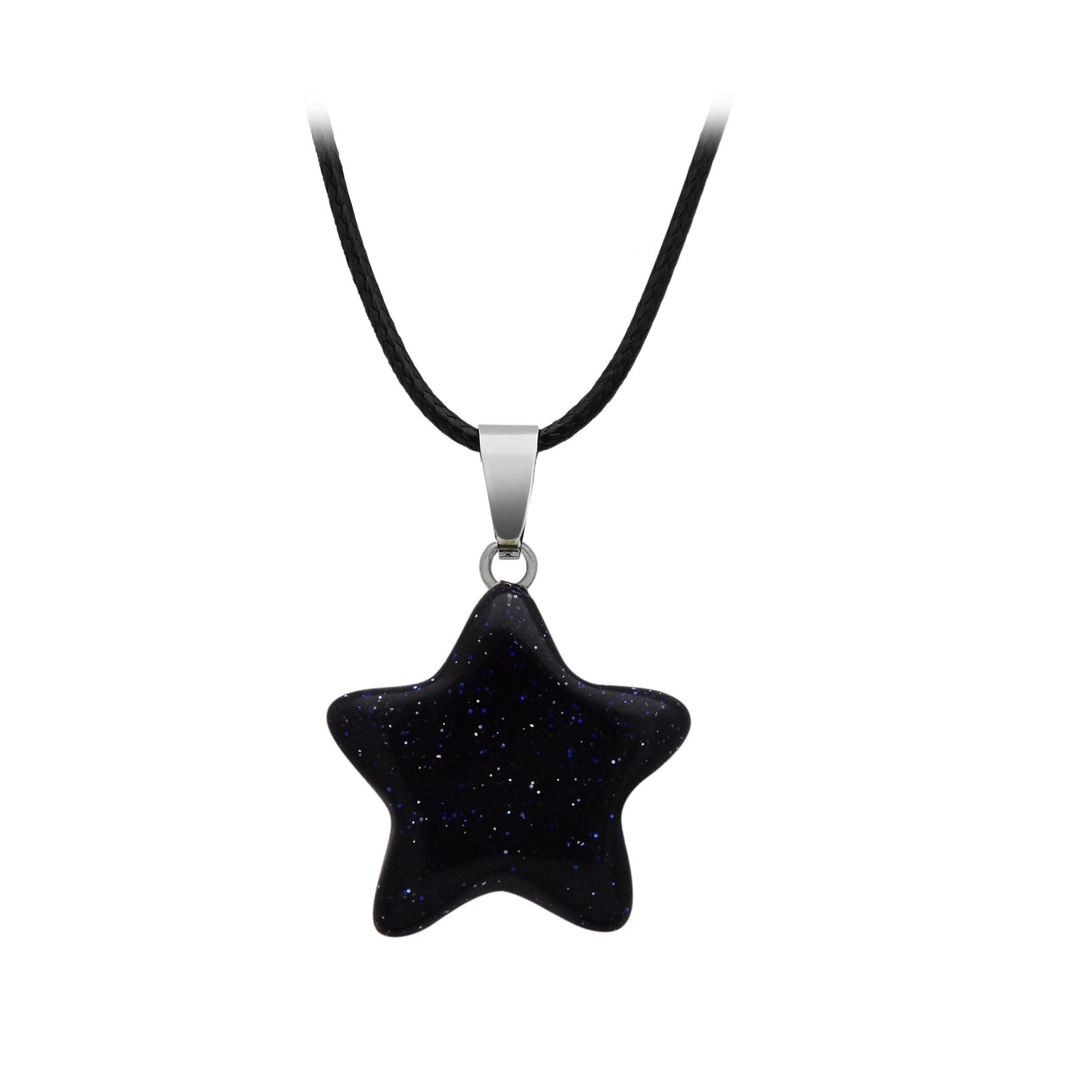 Pentagram Star Crystal Pendant Necklace GEMROCKY-Jewelry-Blue Sandstone-