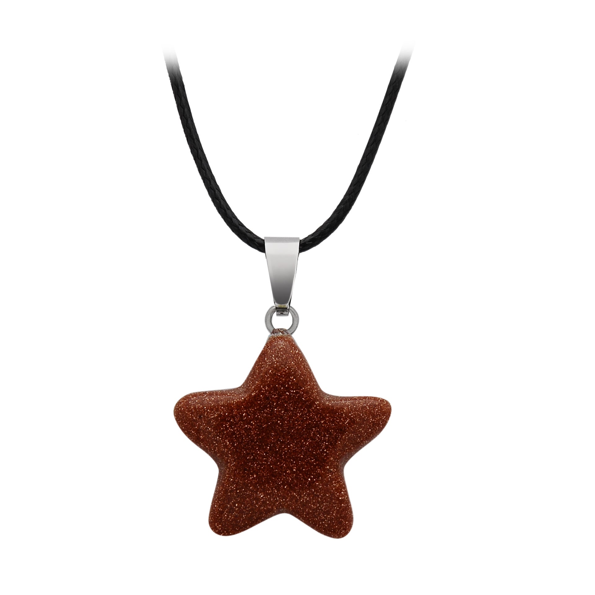 Pentagram Star Crystal Pendant Necklace GEMROCKY-Jewelry-Gold Sandstone-