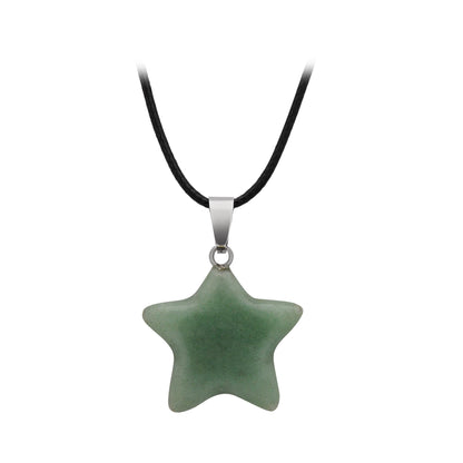 Pentagram Star Crystal Pendant Necklace GEMROCKY-Jewelry-Green Aventurine-