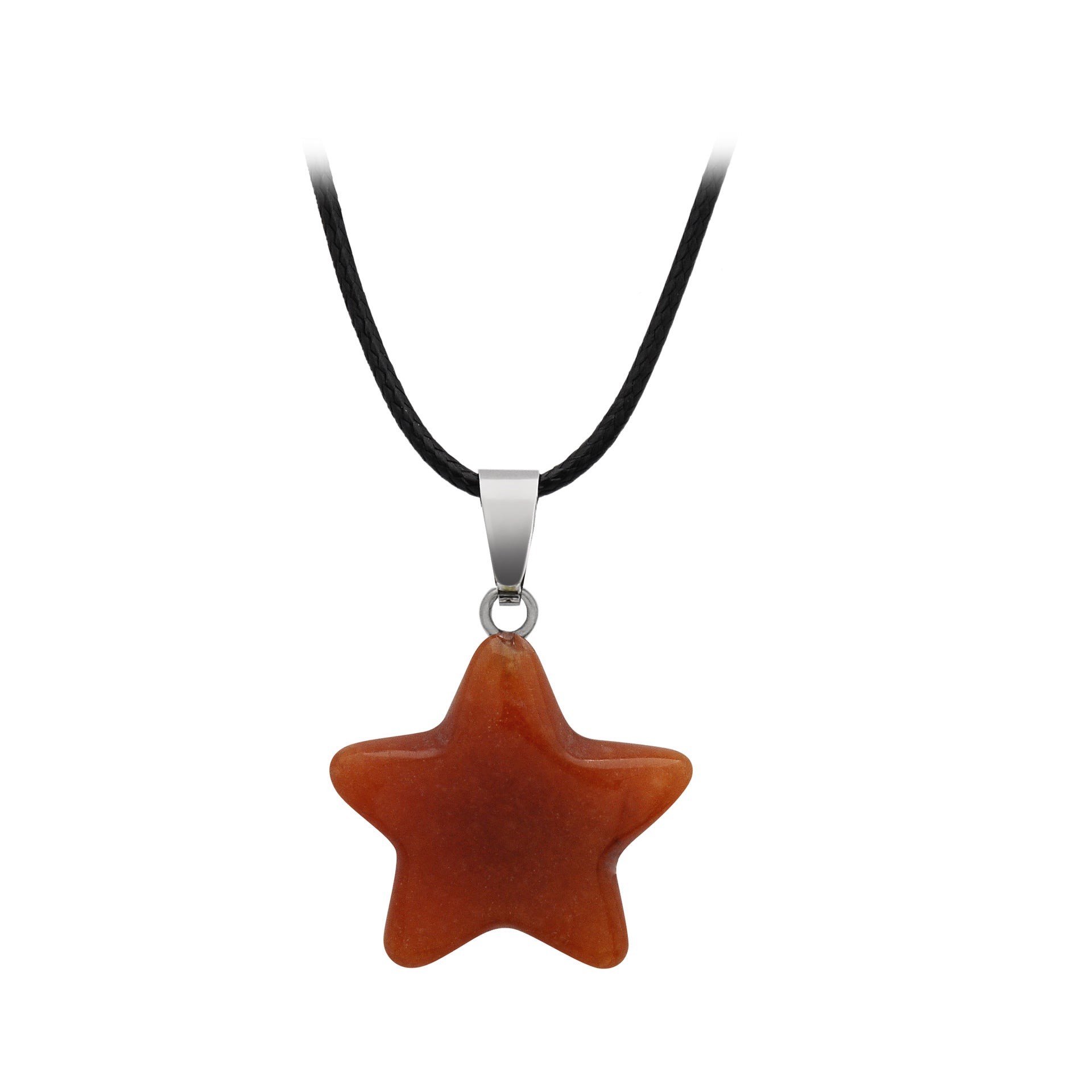 Pentagram Star Crystal Pendant Necklace GEMROCKY-Jewelry-Red Agate-