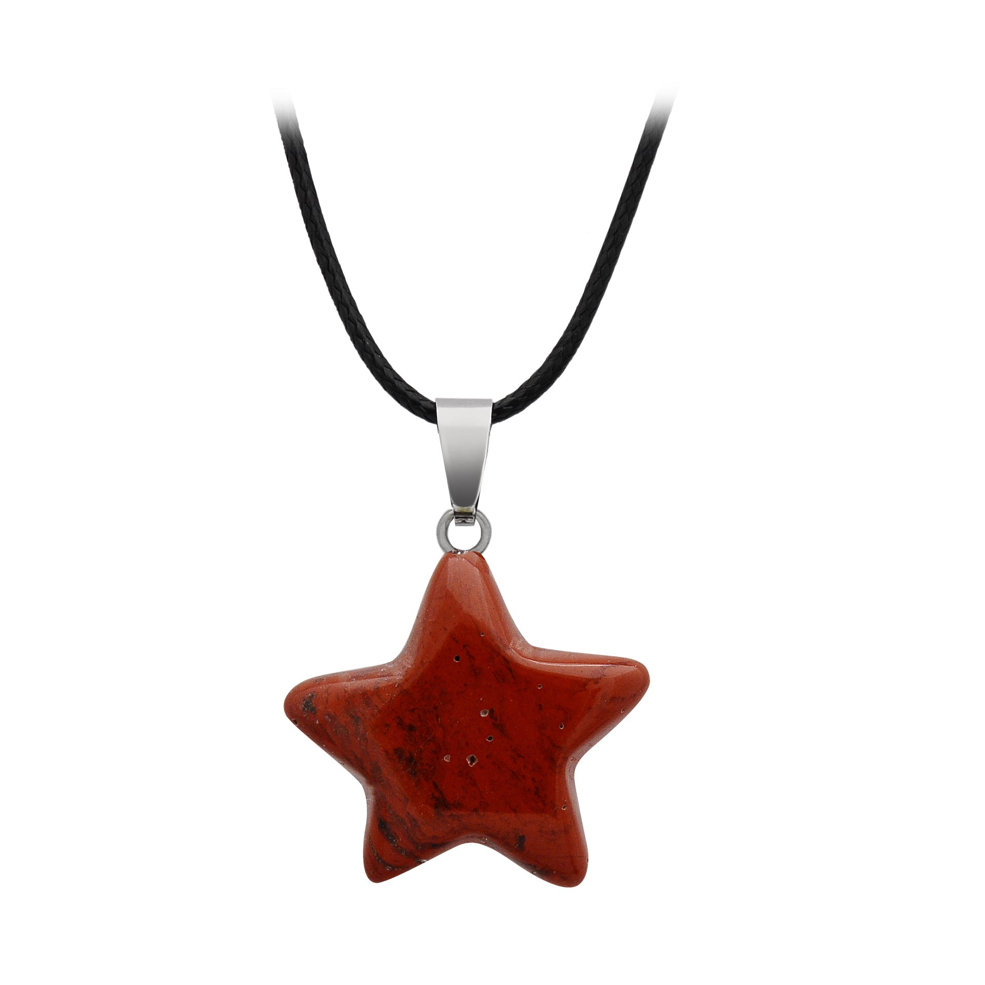 Pentagram Star Crystal Pendant Necklace GEMROCKY-Jewelry-Red Jasper-