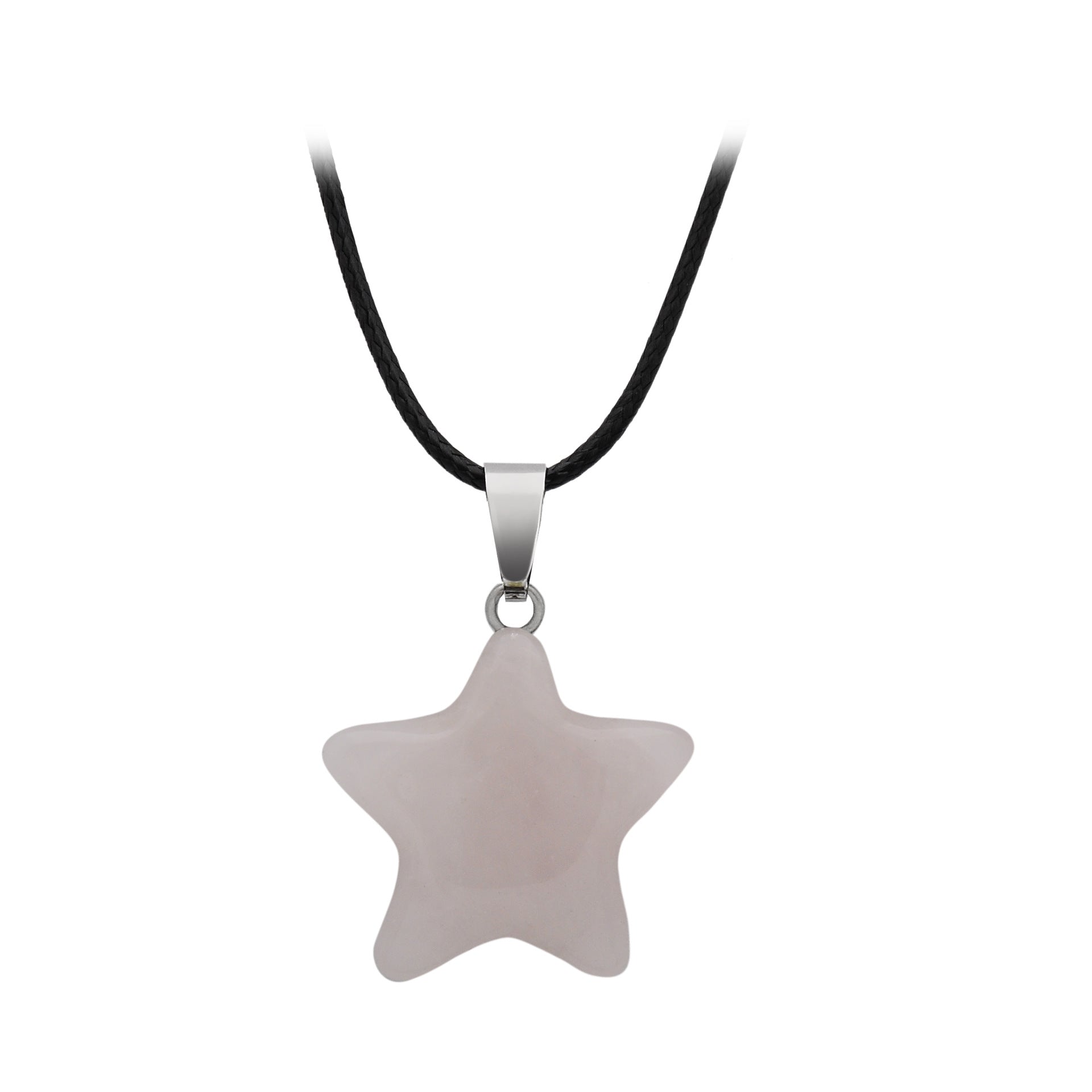 Pentagram Star Crystal Pendant Necklace GEMROCKY-Jewelry-Rose Quartz-