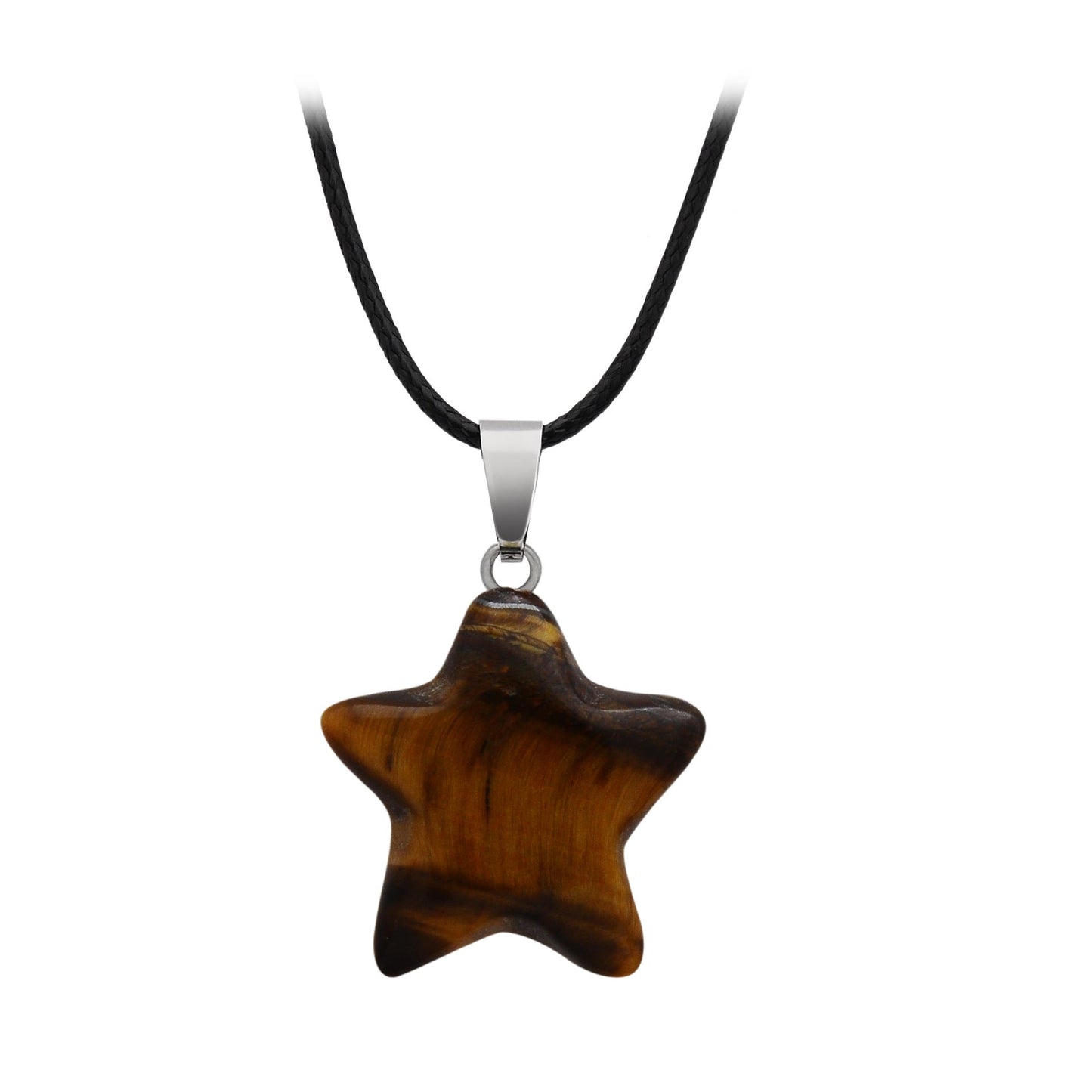 Pentagram Star Crystal Pendant Necklace GEMROCKY-Jewelry-Tiger Eye-