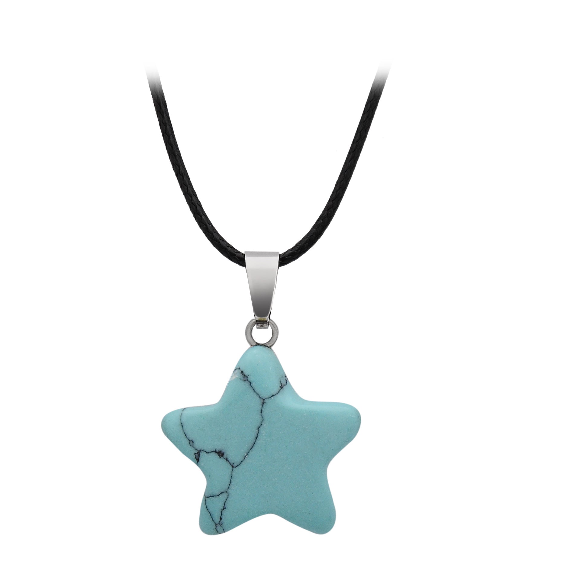 Pentagram Star Crystal Pendant Necklace GEMROCKY-Jewelry-Turquoise-