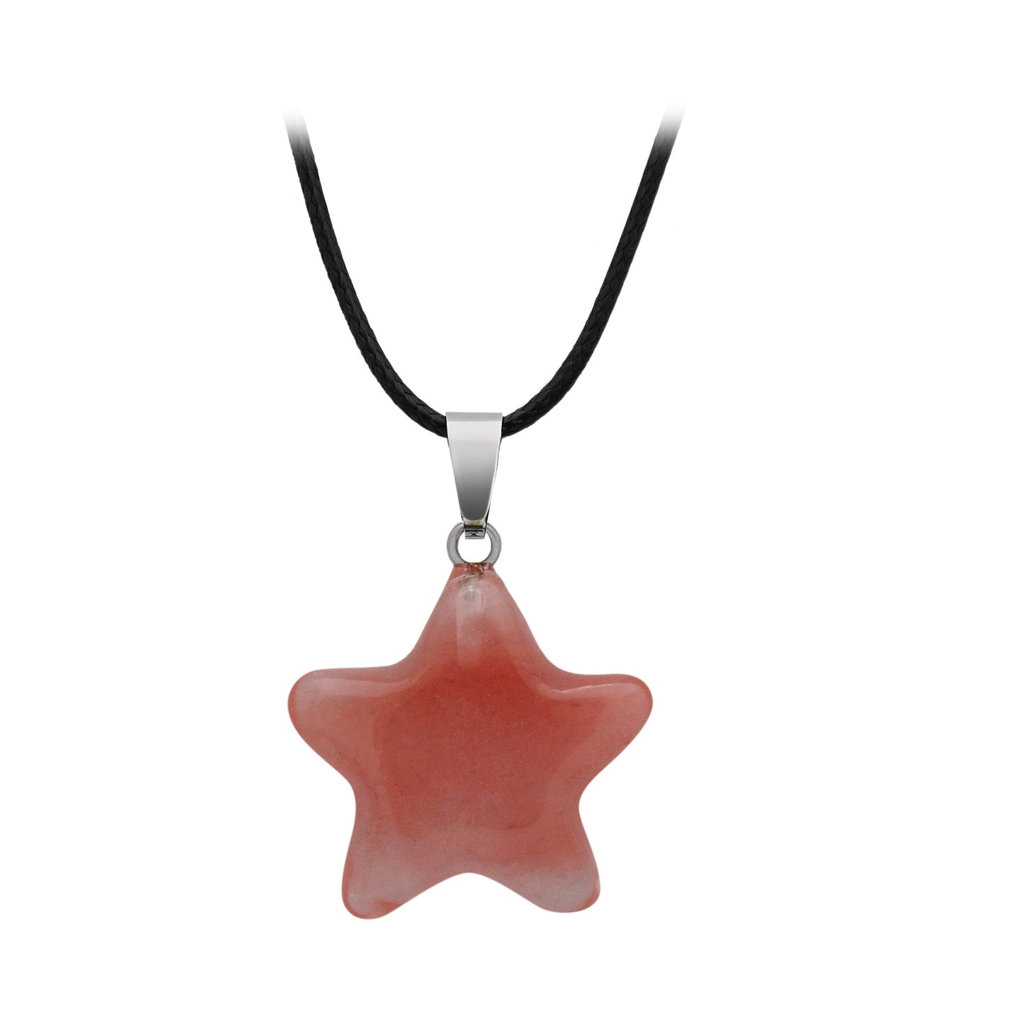 Pentagram Star Crystal Pendant Necklace GEMROCKY-Jewelry-Watermelon Red Stone-