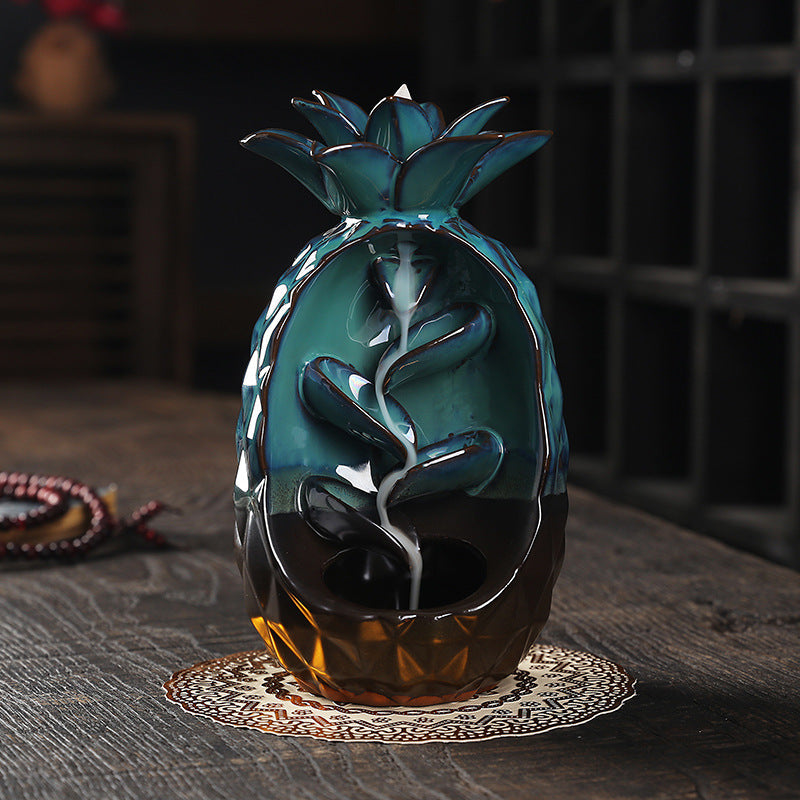 Pineapple Ceramics Backflow Incense Burner Home Decor Ornaments GEMROCKY-Psychic-
