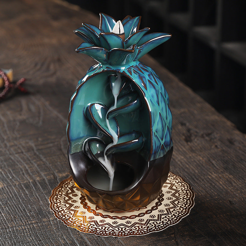 Pineapple Ceramics Backflow Incense Burner Home Decor Ornaments GEMROCKY-Psychic-