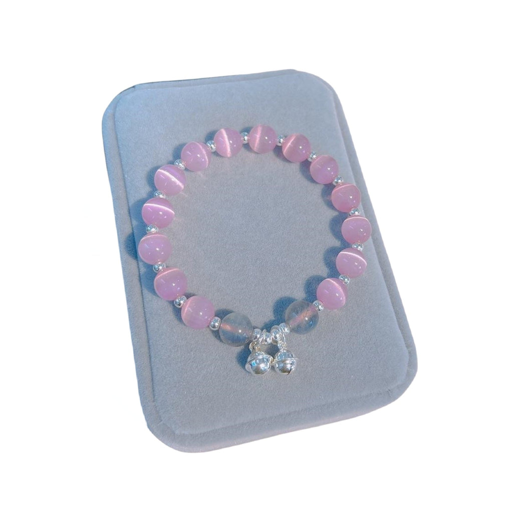 Pink Cat Eye Stone and Gray Moonstone Bell 8mm Bead Bracelets GEMROCKY-Bracelets-