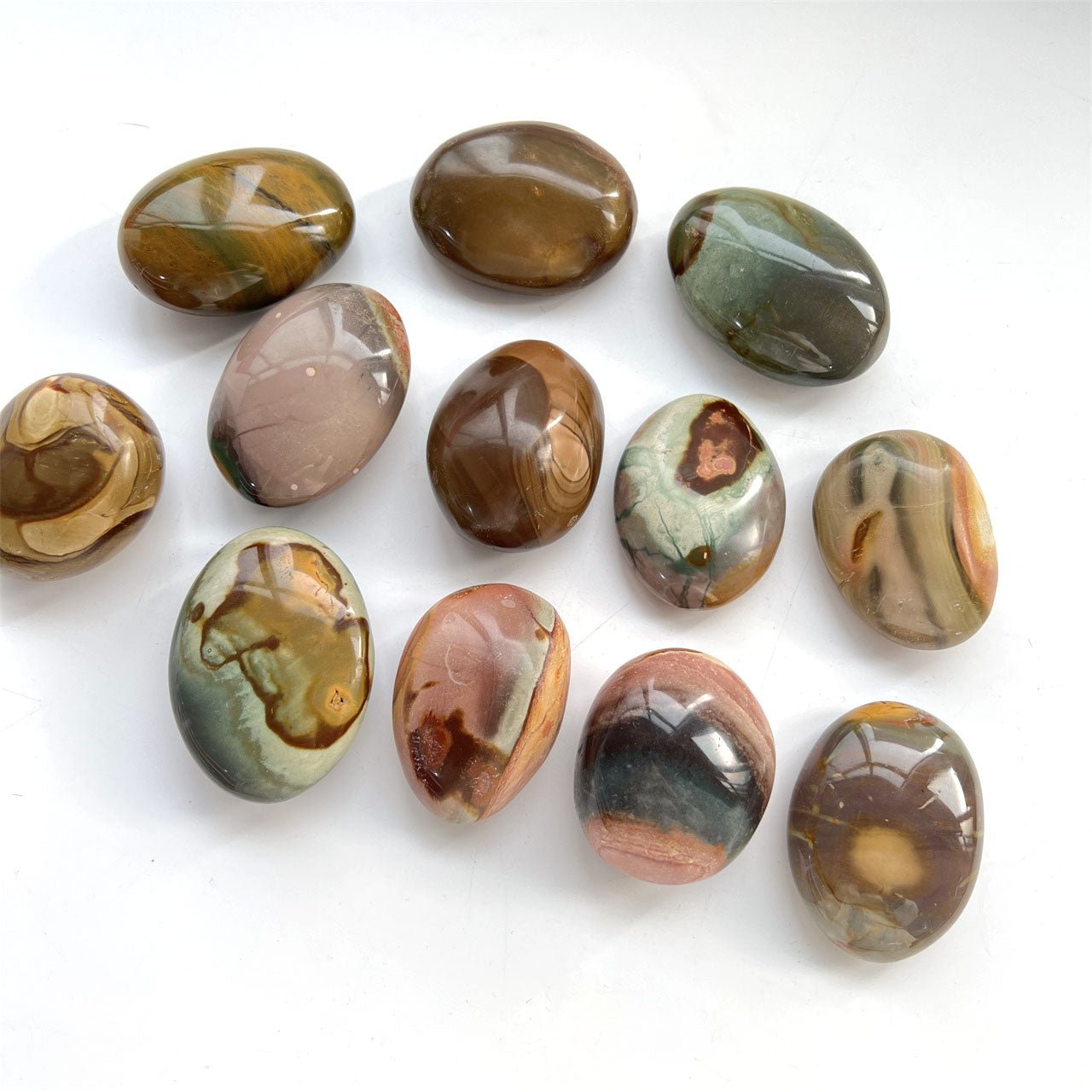 Polychrome Ocean Jasper Palm Stones GEMROCKY-Carvings-