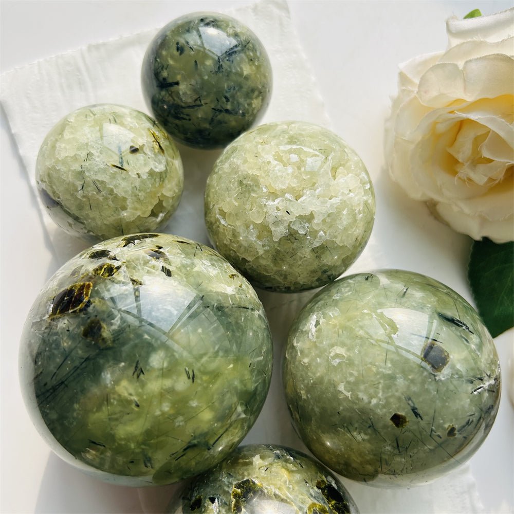 Prehnite Spheres GEMROCKY-Spheres-