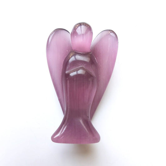 Purple Cat Eye Stone Angel 3 Inch GEMROCKY-Carvings-