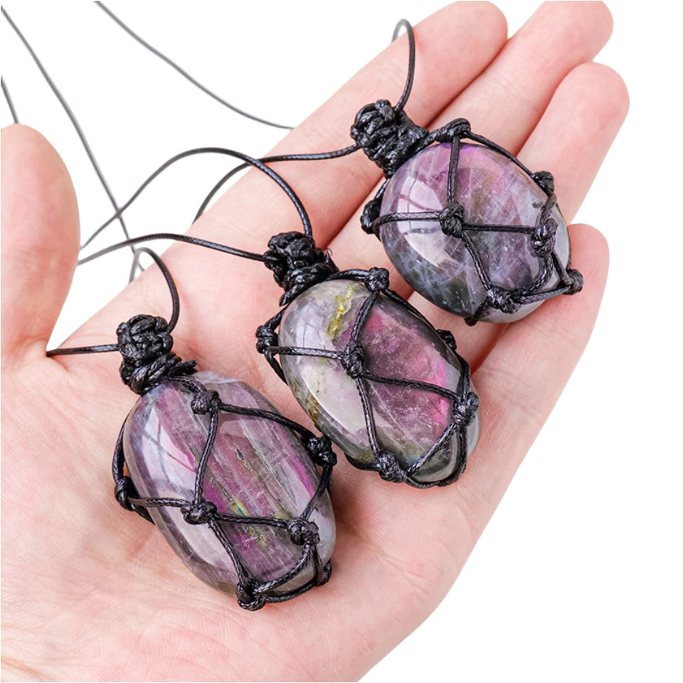 Purple Flash Labradorite Pendant Necklaces GEMROCKY-Jewelry-