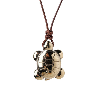 Pyrite Turtle Pendant Necklaces GEMROCKY-Jewelry-