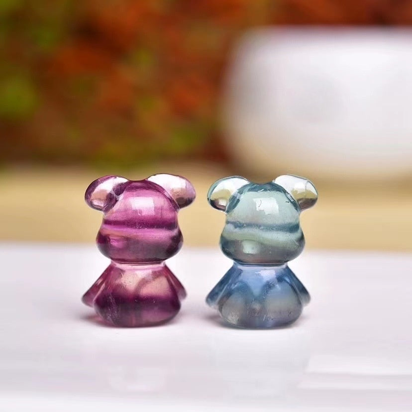 Rainbow Fluorite Bear Mini Carvings GEMROCKY-Carvings-