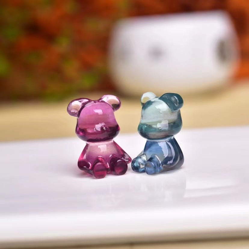 Rainbow Fluorite Bear Mini Carvings GEMROCKY-Carvings-