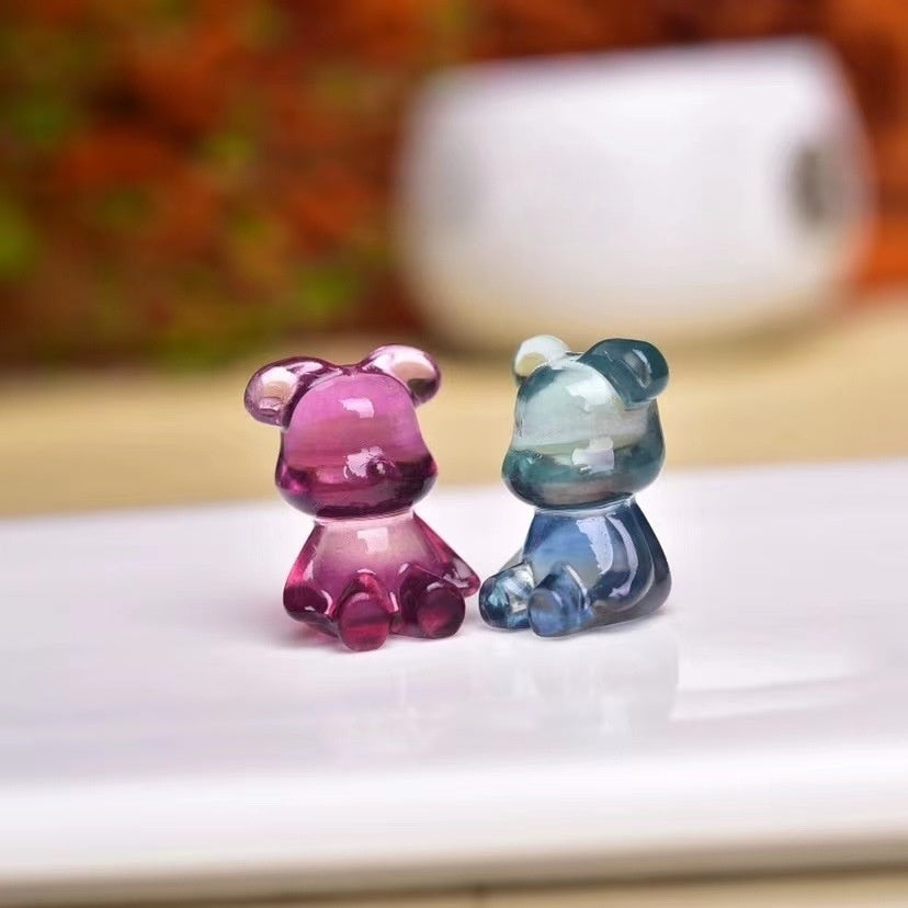 Rainbow Fluorite Bear Mini Carvings GEMROCKY-Carvings-