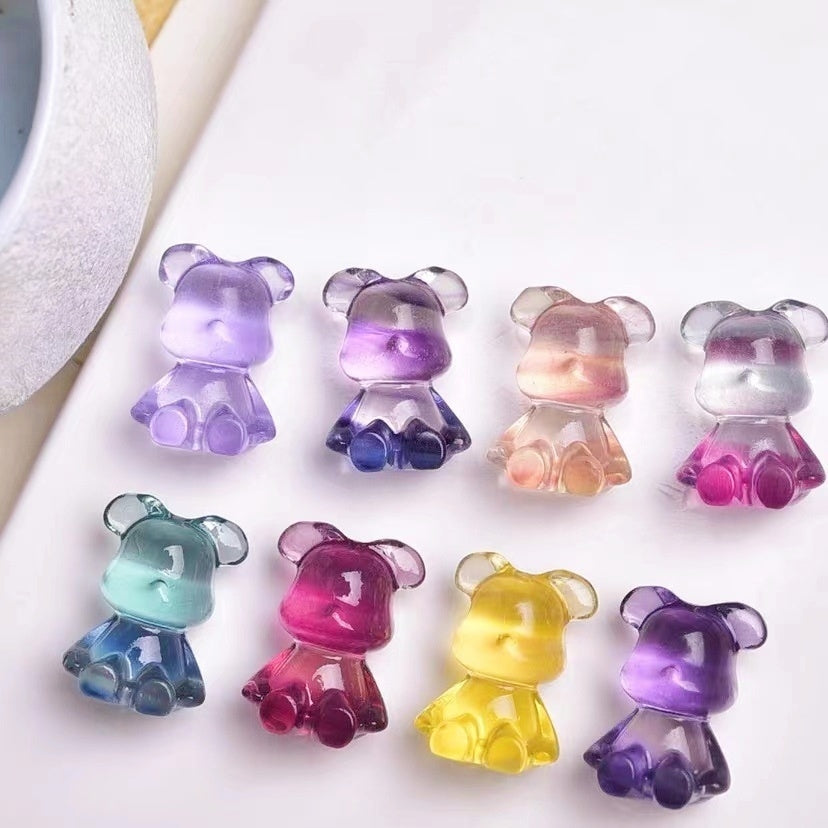 Rainbow Fluorite Bear Mini Carvings GEMROCKY-Carvings-