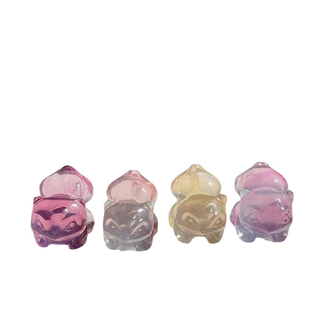 Rainbow Fluorite Bulbasaur Mini Carvings GEMROCKY-Carvings-