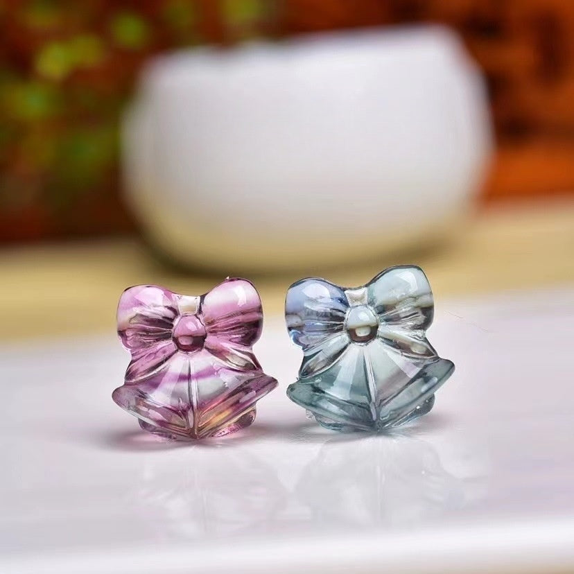 Rainbow Fluorite Butterfly Knot Mini Carvings GEMROCKY-Carvings-