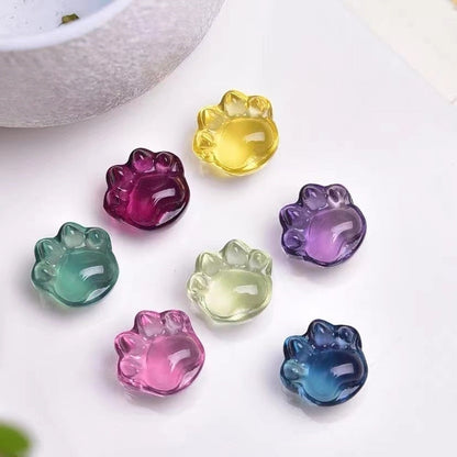 Rainbow Fluorite Cat Paw Mini Carvings GEMROCKY-Carvings-