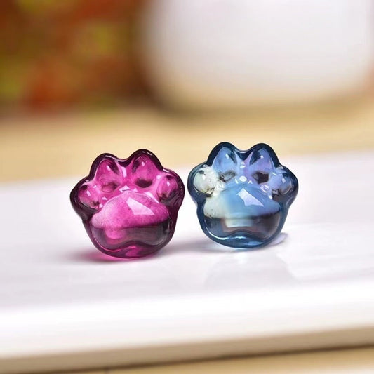 Rainbow Fluorite Cat Paw Mini Carvings GEMROCKY-Carvings-