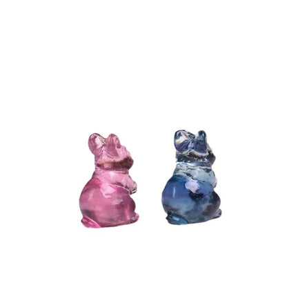 Rainbow Fluorite Crystal 15mm Mini Rabbit Carvings GEMROCKY-Carvings-