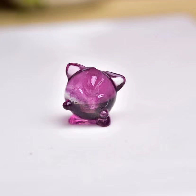 Rainbow Fluorite Crystal 16mm Jigglypuff Mini Carvings GEMROCKY-Carvings-