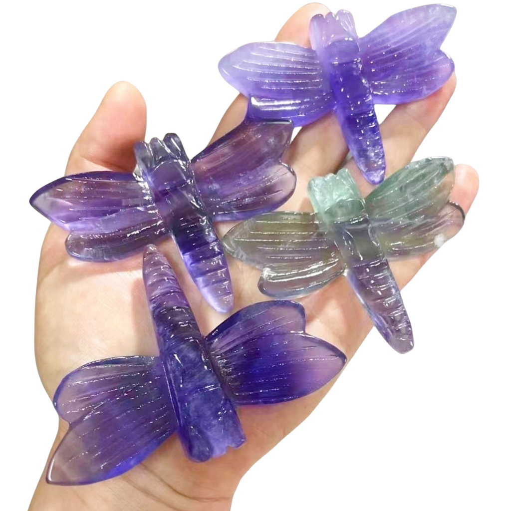 Rainbow Fluorite Dragonfly 8cm Carvings GEMROCKY-Carvings-