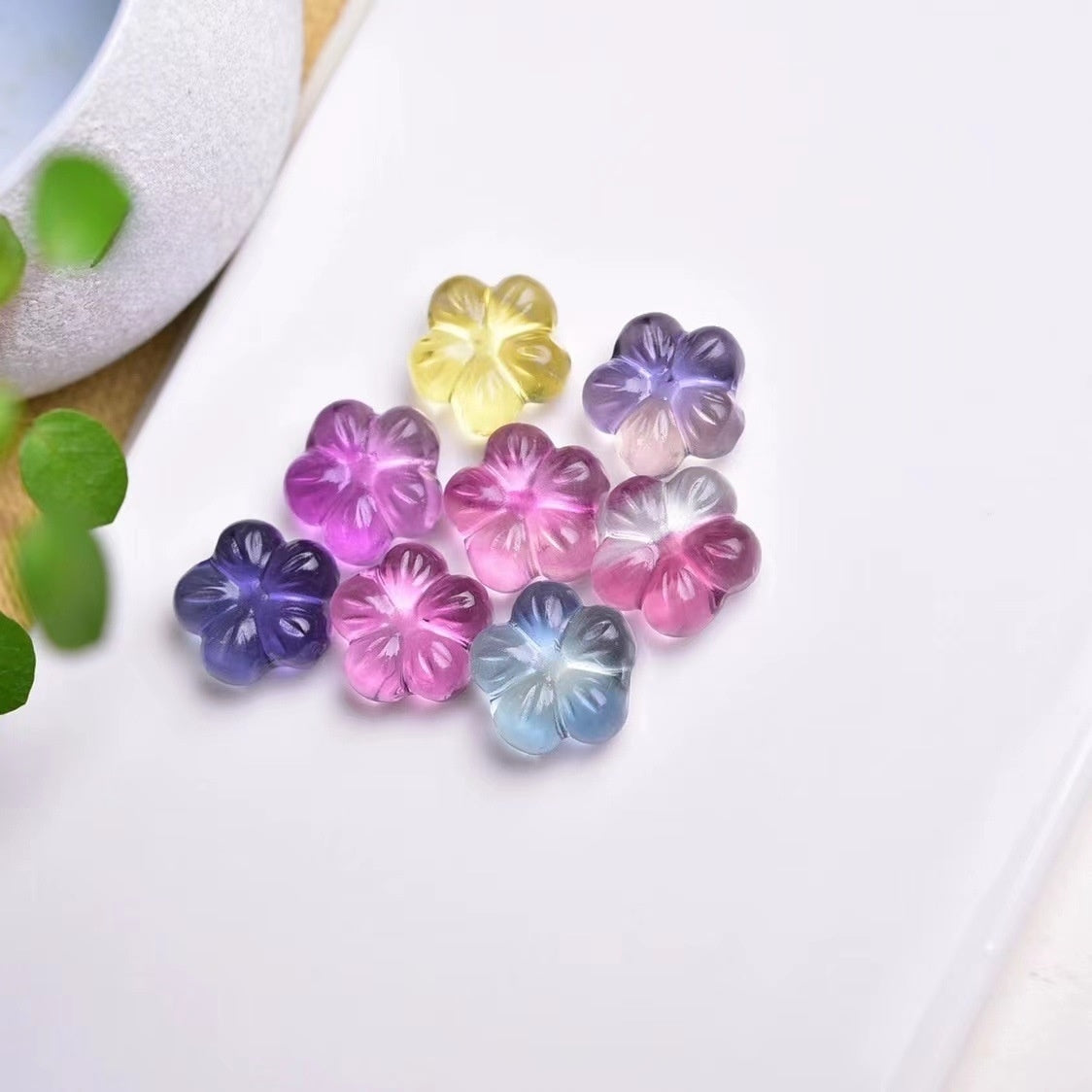 Rainbow Fluorite Flower Mini Carvings GEMROCKY-Carvings-