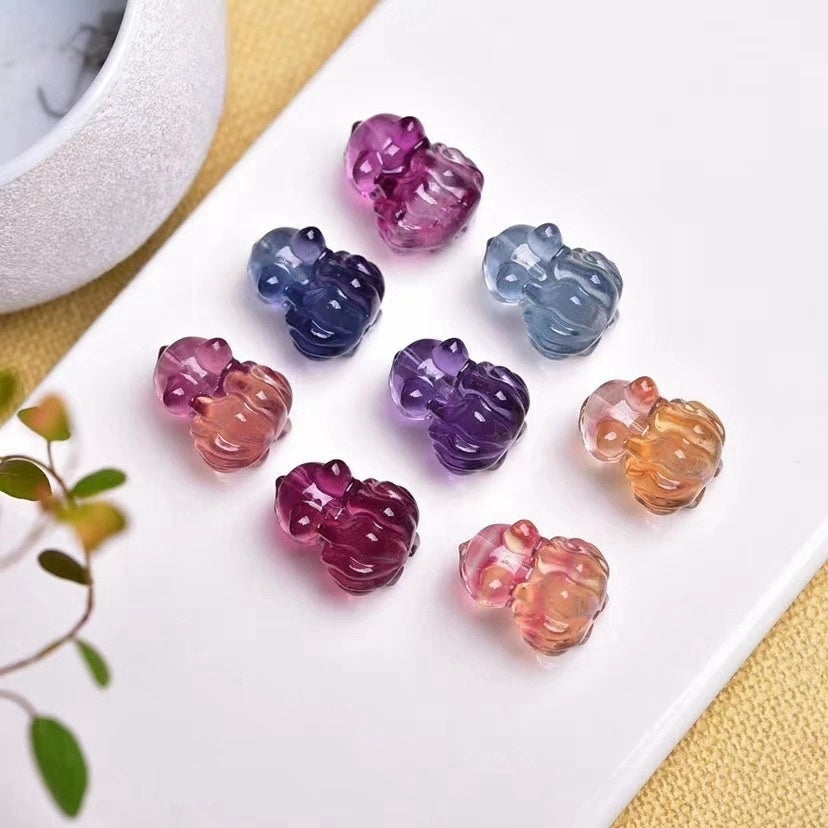 Rainbow Fluorite Fox Mini Carvings GEMROCKY-Carvings-