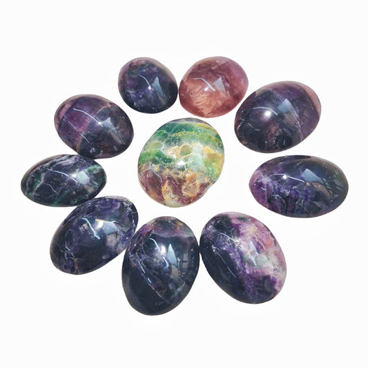 Rainbow Fluorite Palm Stones GEMROCKY-Carvings-