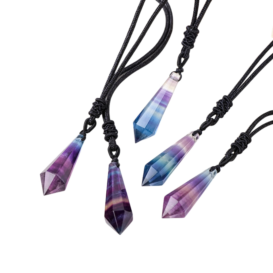 Rainbow Fluorite Pendulum Necklaces GEMROCKY-Jewelry-