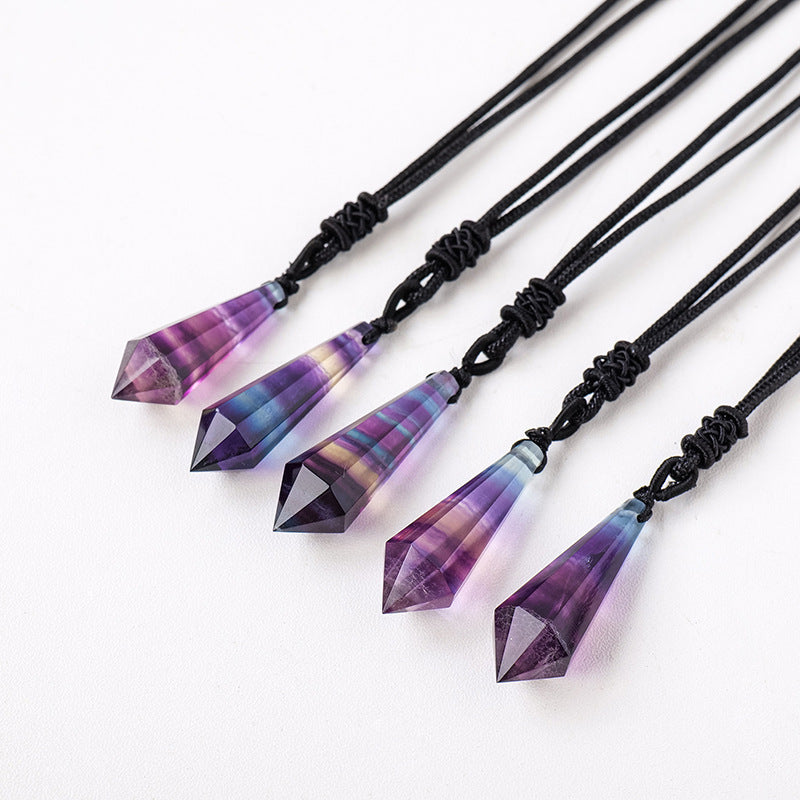 Rainbow Fluorite Pendulum Necklaces GEMROCKY-Jewelry-