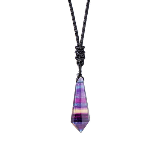 Rainbow Fluorite Pendulum Necklaces GEMROCKY-Jewelry-