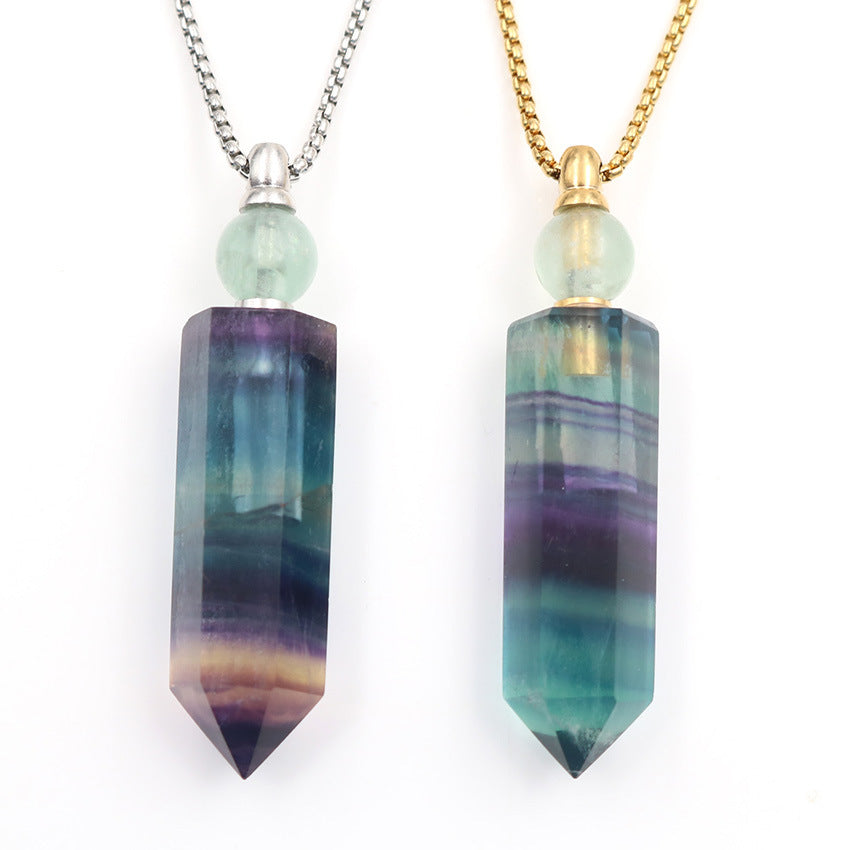 Rainbow Fluorite Perfume Fragrance Pendant Necklaces GEMROCKY-Jewelry-