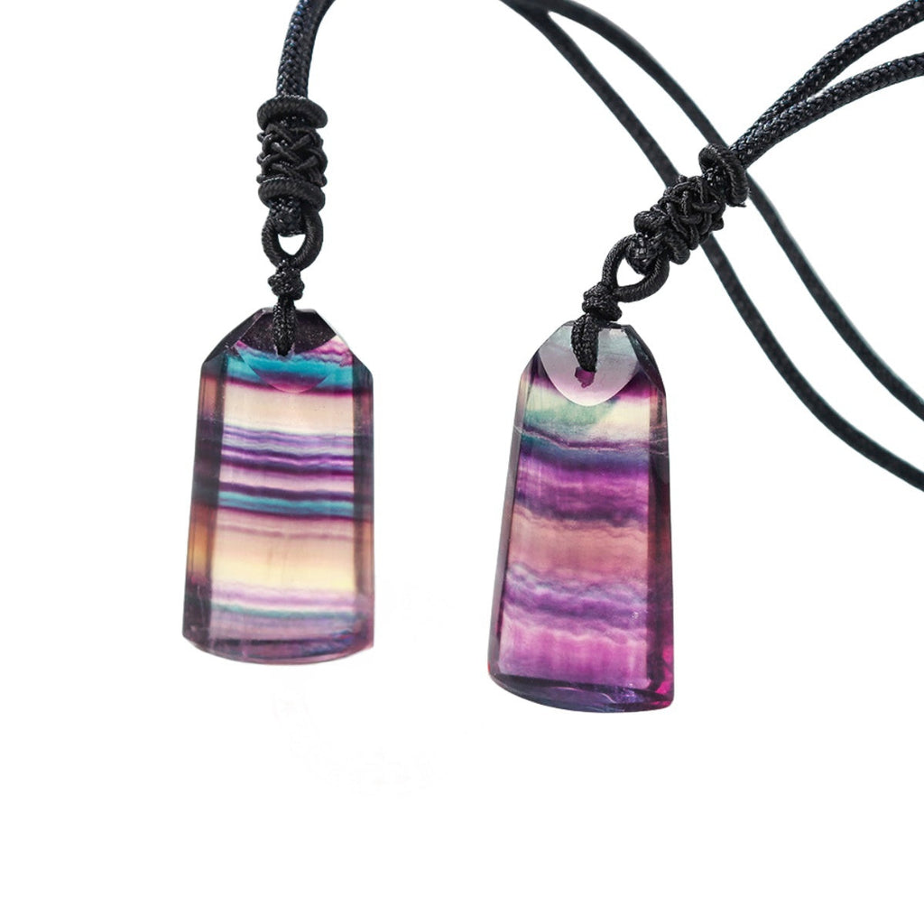 Rainbow Fluorite Piece Pendant Necklaces GEMROCKY-Jewelry-
