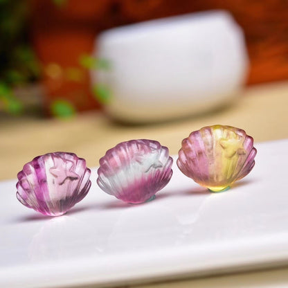 Rainbow Fluorite Small Shell Mini Carvings GEMROCKY-Carvings-