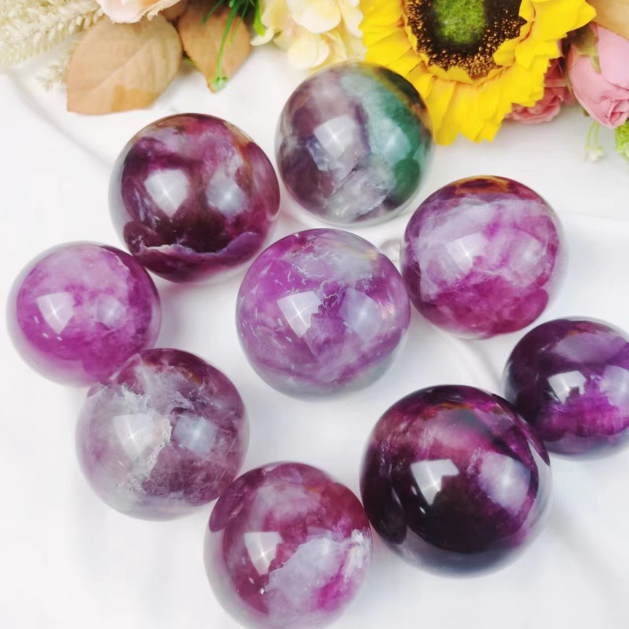 Rainbow Fluorite Spheres GEMROCKY-Spheres-