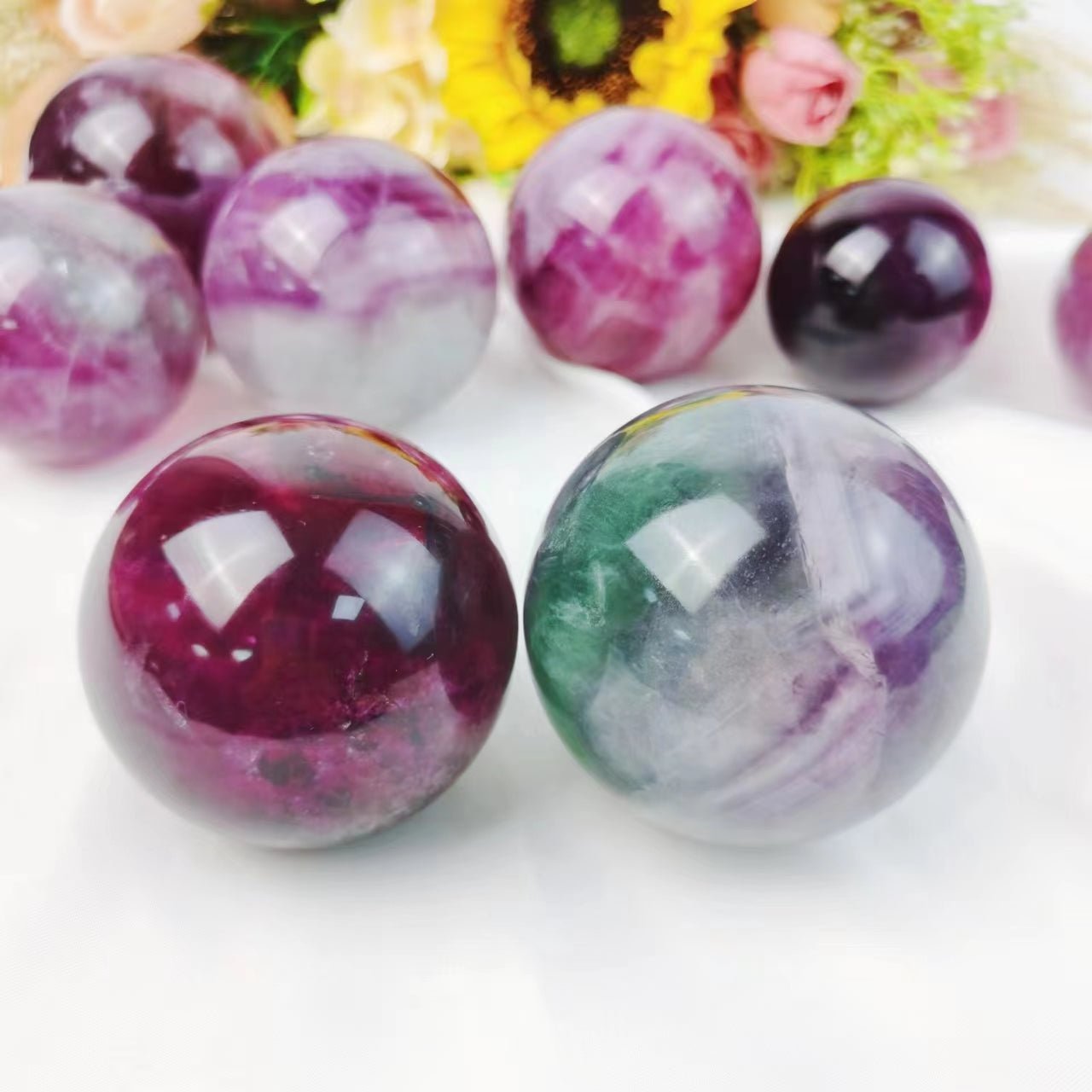 Rainbow Fluorite Spheres GEMROCKY-Spheres-