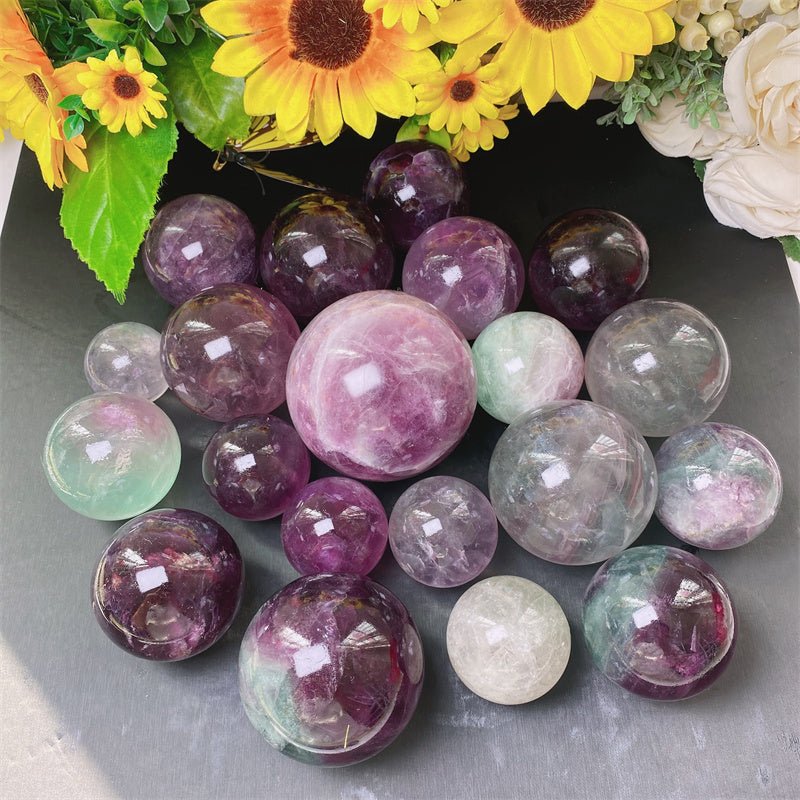 Rainbow Fluorite Spheres GEMROCKY-Spheres-