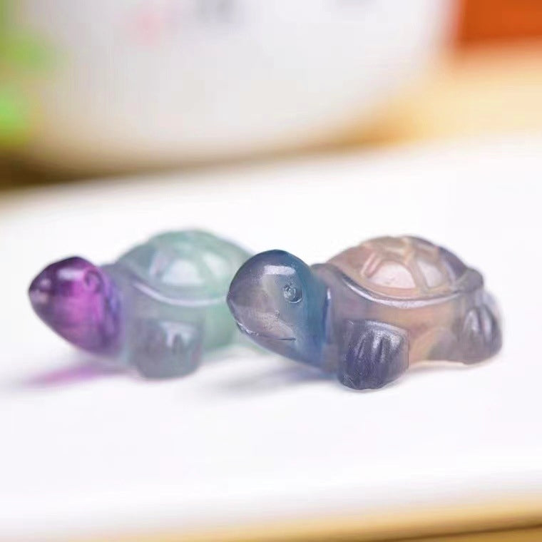 Rainbow Fluorite Turtle Mini Carvings GEMROCKY-Carvings-