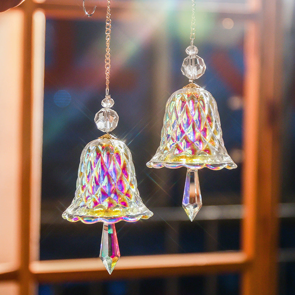 Rainbow Glass Bell Wind Chimes Suncatcher Ornaments GEMROCKY-Decoration-Rainbow 2pcs+paper box-