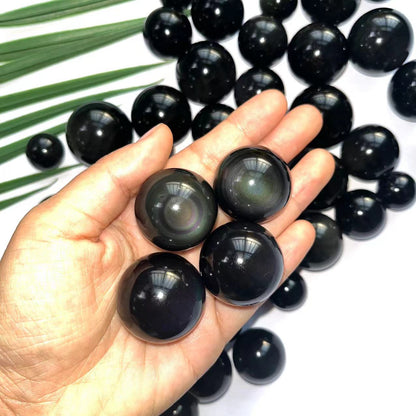 Rainbow Obsidian Spheres GEMROCKY-Spheres-