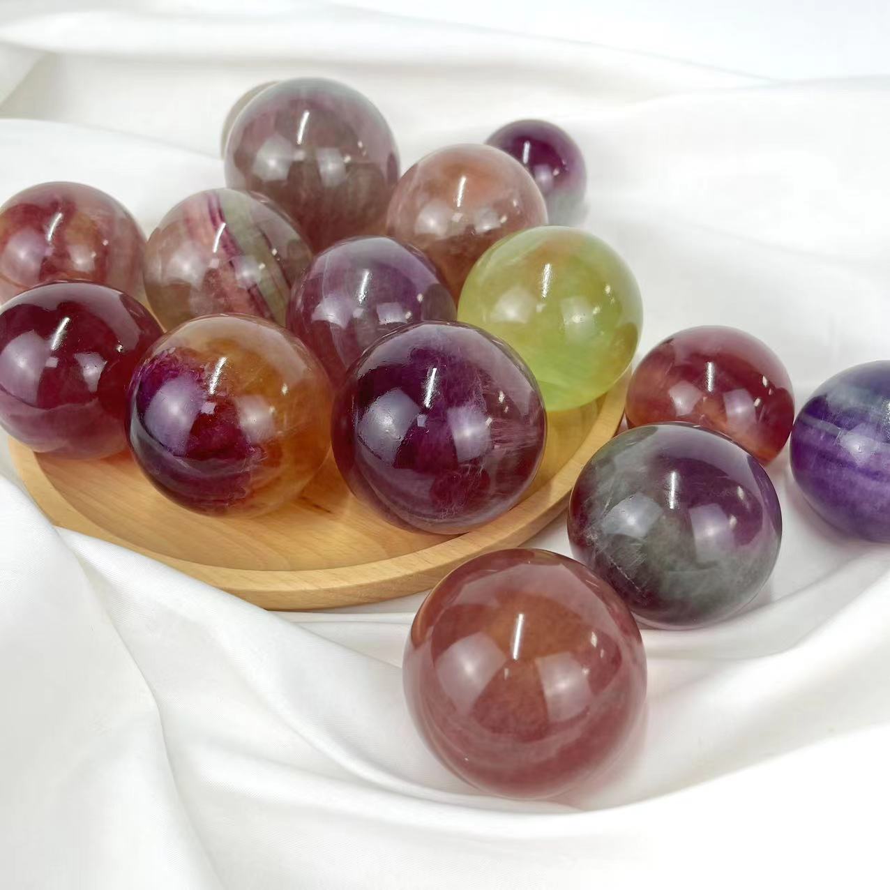 Rainbow Silk Fluorite Spheres GEMROCKY-Spheres-