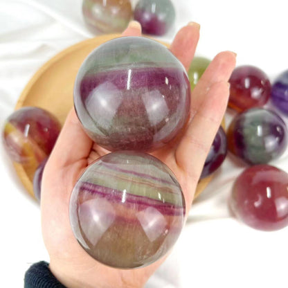 Rainbow Silk Fluorite Spheres GEMROCKY-Spheres-