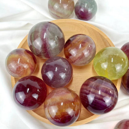 Rainbow Silk Fluorite Spheres GEMROCKY-Spheres-