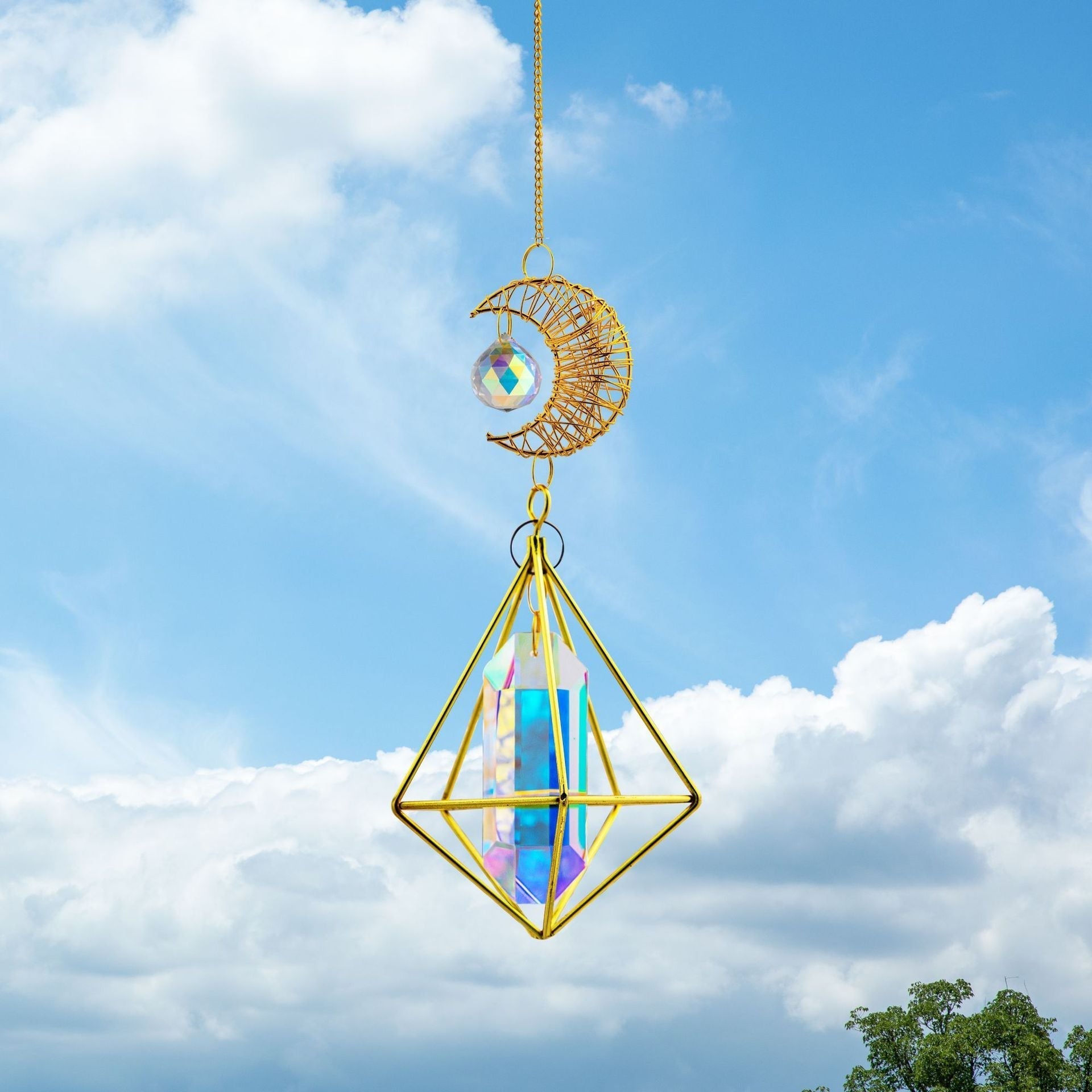 Rainbow Wand Moon Crystal Suncatcher Ornaments GEMROCKY-Decoration-