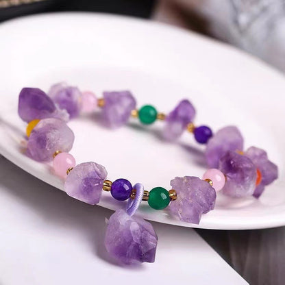 Raw Amethyst Chakra Chip Bracelets GEMROCKY-Bracelets-